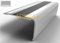 ANTI-SLIP ALUMINUM PROFILE FOR STEPS WITH CARBORUND TAPE L55xH32 mm, Silver matt